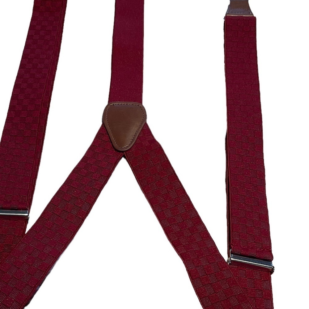 One Size Adjustable Mens Dress Or Casual Suspenders In A Elegant Burgundy Color - Picture 7 of 7